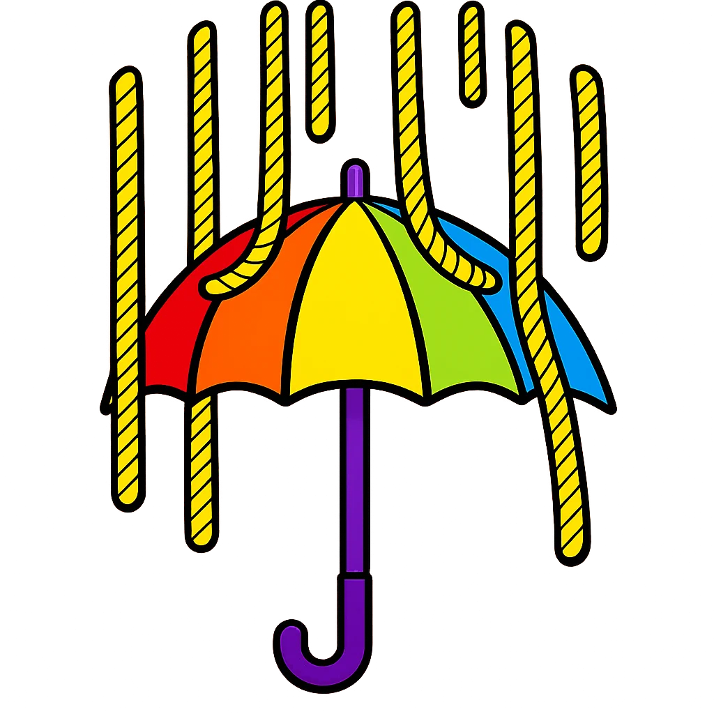 Illustration de l'expression « Pleuvoir des cordes »